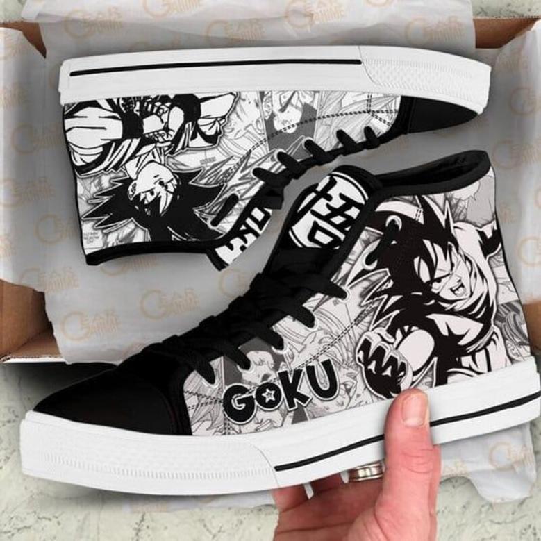 Goku High Top Canvas Shoes Custom Dragon BaII Manga For Fans