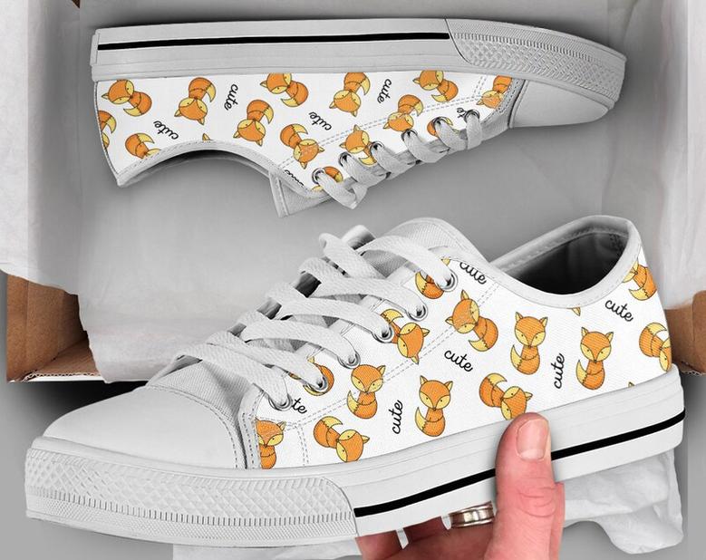 Cute Fox Shoes , Fox Sneakers , Cute Shoes , Casual Shoes , Fox Clothing Gifts , Low Top Converse Style Shoes for Womens Mens Adults