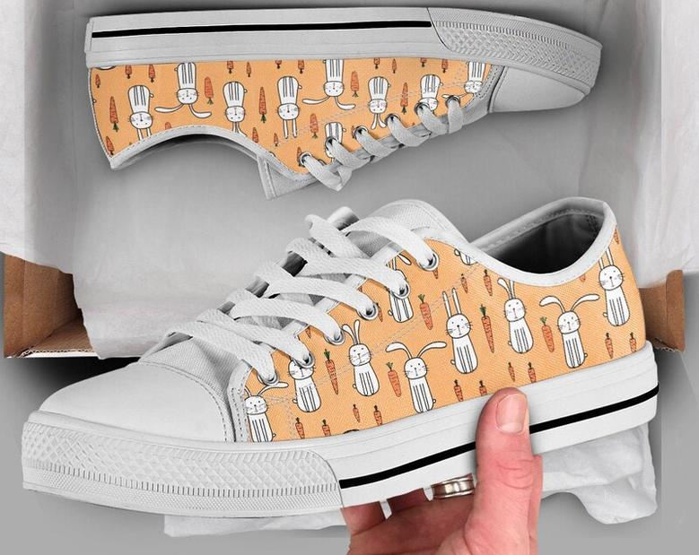 Carrot Rabbit Shoes , Womens Sneakers , Rabbit Print Pattern , Rabbit Gifts , Custom Low Top Converse Style Sneakers For Women & Men