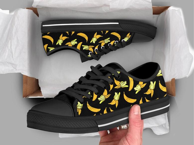 Yellow Banana Shoes , Banana Sneakers , Cute Shoes , Casual Shoes , Banana Clothing , Low Top Converse Style Shoes for Womens Mens Adults