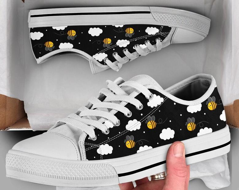 Cute Bee Shoes , Bee Sneakers , Cute Shoes , Casual Shoes , Bee Gifts , Low Top Converse Style Shoes for Womens Mens Adults