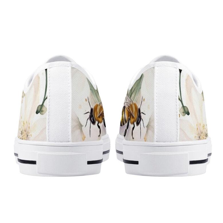 Floral Bee Sneakers , Converse Style , Vans Style Sneakers , Womens Shoes , Gift For Her
