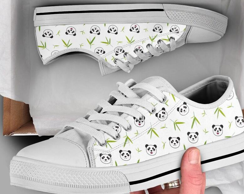 Panda Animal Print Shoes , Sneakers , Panda Shoes , Casual Shoes , Panda Lover Gifts , Low Top Converse Style Shoes for Womens Mens Adults