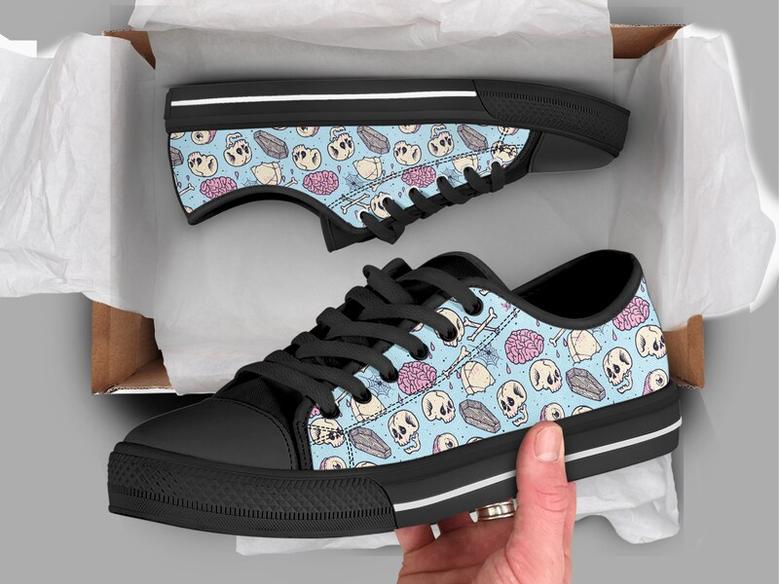 Kawaii Skull Shoes , Cute Sneakers , Casual Shoes , Kawaii Clothing Shoes , Low Top Converse Style Shoes for Womens Mens Adults