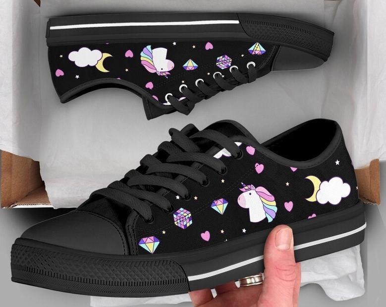 Girls Unicorn Shoes , Unicorn Sneakers , Cute Shoes , Casual Shoes , Unicorn Gifts , Low Top Converse Style Shoes for Womens Mens Adults