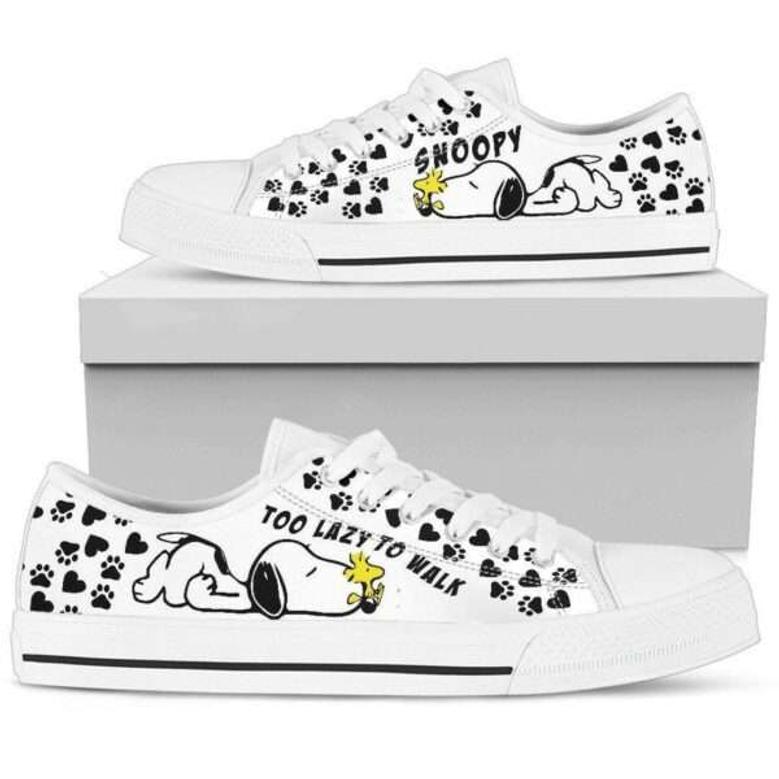 Snoopy Too Lazy To Walk Low Top Converse Sneaker Style Shoes