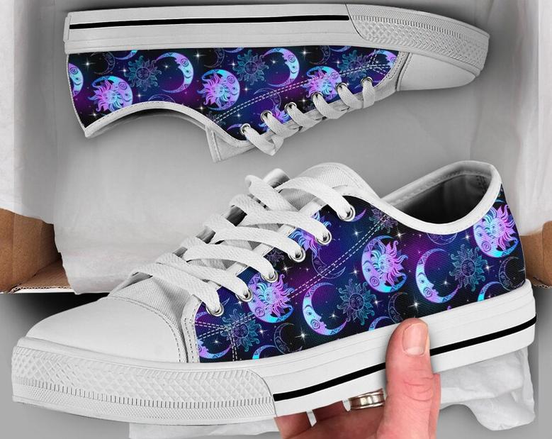 Sun and Moon Shoes , Moon Sneakers , Casual Shoes , Moon Cult Goth Clothing , Low Top Converse Style Shoes for Womens Mens Adults