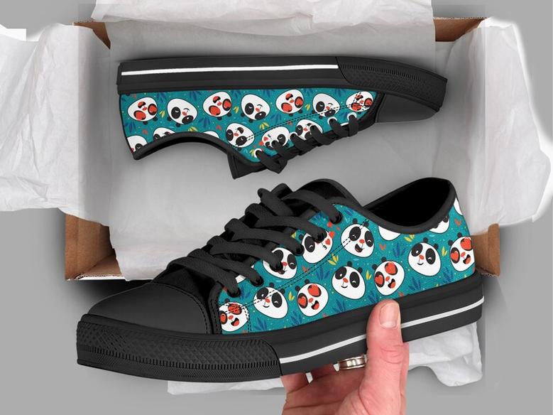Cute Panda Shoes , Womens Sneakers , Panda Shoes , Casual Shoes , Panda Lover Gifts , Low Top Converse Style Shoes for Womens Mens Adults