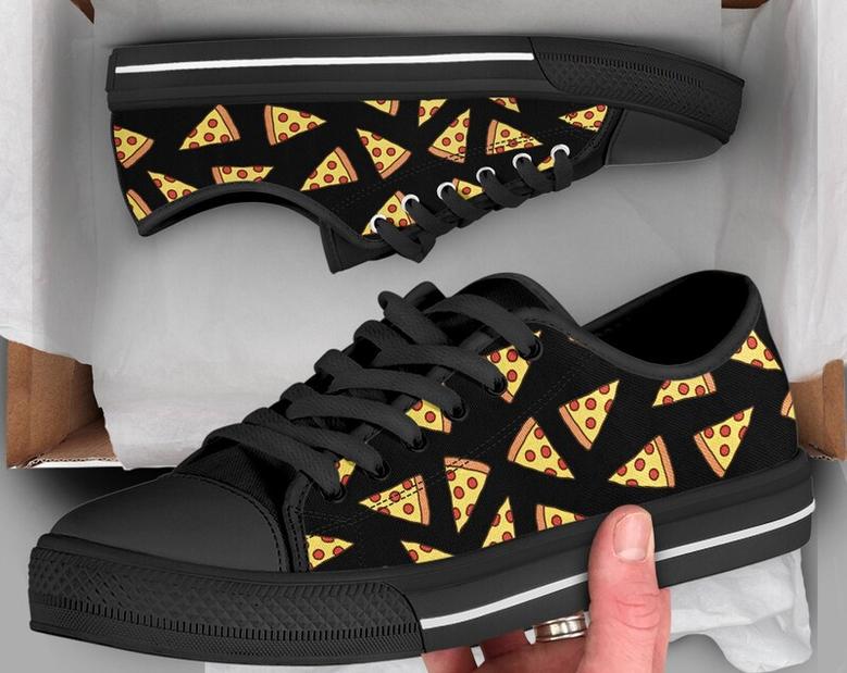 Pizza Printed Shoes , Pizza Sneakers , Pizza Shoes , Casual Shoes , Pizza Gifts , Low Top Converse Style Shoes for Womens Mens Adults
