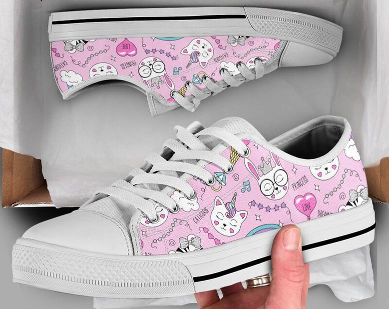 Unicorn Cat Shoes , Unicorn Sneakers , Cute Shoes , Casual Shoes , Unicorn Gifts , Low Top Converse Style Shoes for Womens Mens Adults