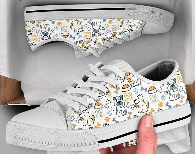 Dog Lover Shoes , Dog Owner Sneakers , Dog Print Pattern , Pet Owner Gifts , Custom Low Top Converse Style Sneakers For Women & Men