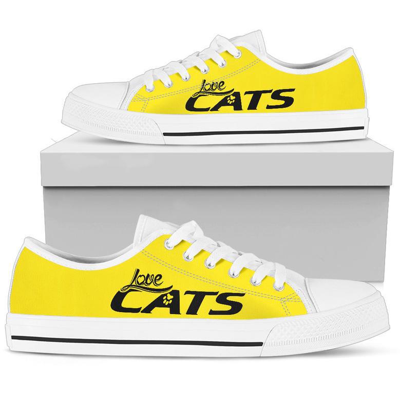 Love Cats Yellow Low Top Shoes