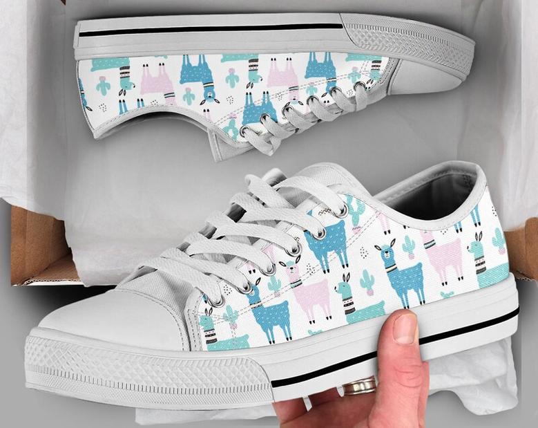 Pastel Llama Shoes , Llama Sneakers , Cute Shoes , Casual Shoes , Pastel Color Shoes , Low Top Converse Style Shoes for Womens Mens Adults