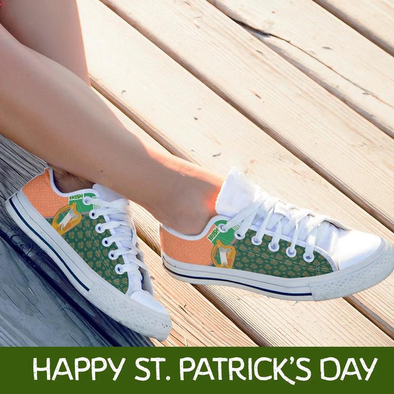 Irish Shamrock with Traditional Harp Irish St Day Converse Sneakers Low Top Shoes