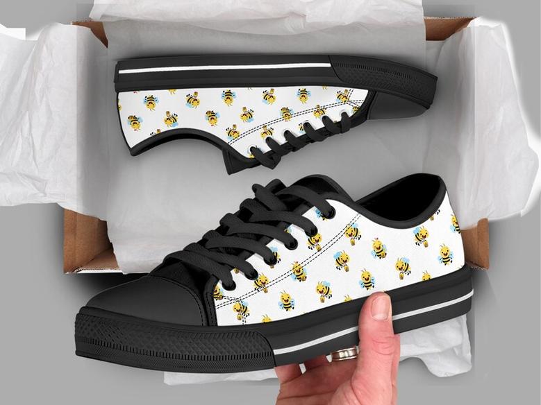 Honey Bee Shoes , Bee Sneakers , Cute Shoes , Casual Shoes , Bee Gifts , Low Top Converse Style Shoes for Womens Mens Adults