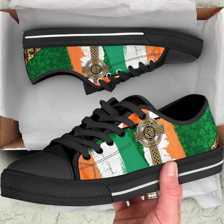 Irish Shamrock With Celtic Cross Irish St Day Converse Sneakers Low Top Shoes