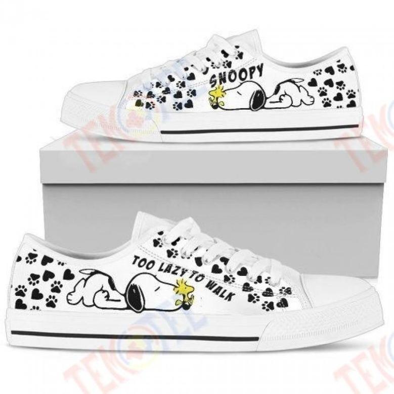 Mens Womens Snoopy Too Lazy To Walk Low Top Shoes Custom Print Footwear Converse Sneakers