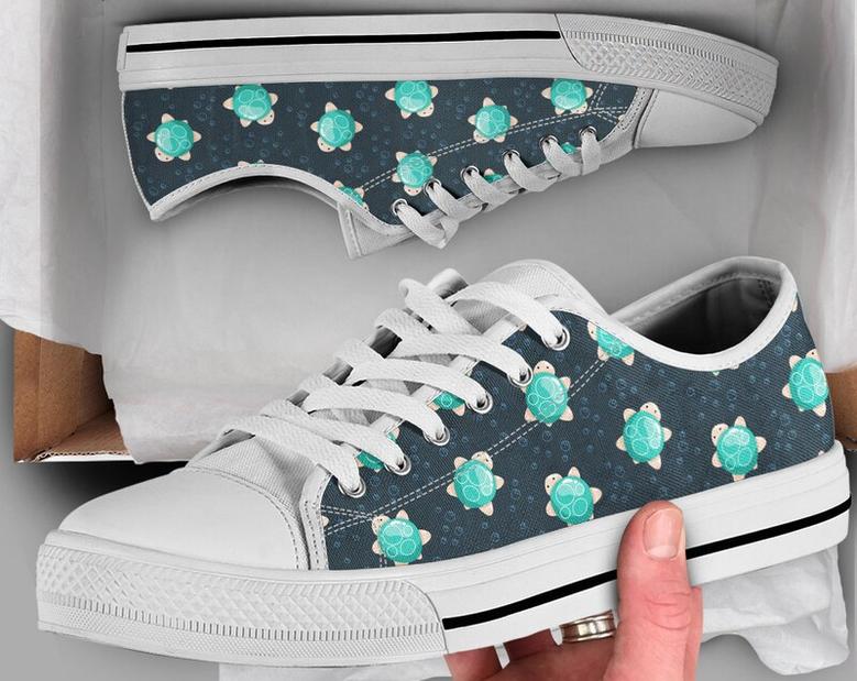 Turtle Printed Shoes , Turtle Sneakers , Cute Shoes , Casual Shoes , Turtle Gifts , Low Top Converse Style Shoes for Womens Mens Adults