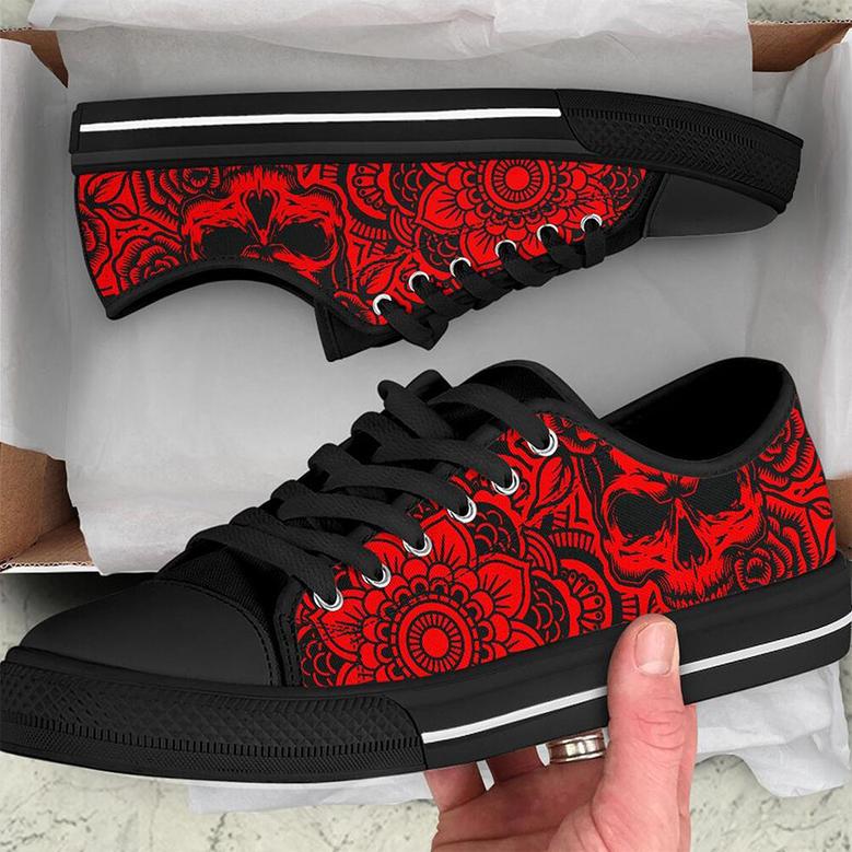 Mandala And Skull Custom Low Top Shoes