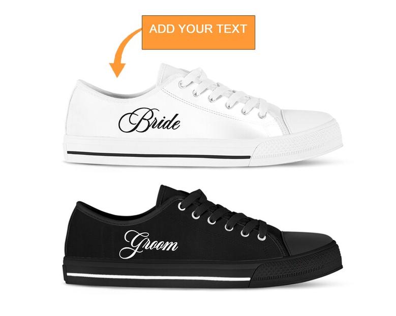 Custom Bridal Shoes Wedding Shoes Wedding Sneakers Engagement Shoes Custom Name Printed Shoes White Low Top Wedding Shoes for Womens