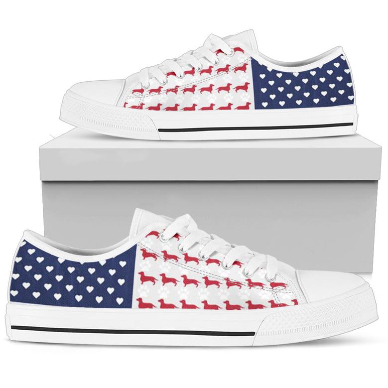 Dachshund Us Flag Low Top Shoes