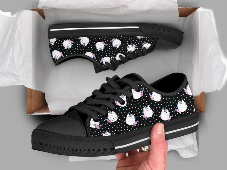Black Unicorn Shoes , Unicorn Sneakers , Cute Shoes , Casual Shoes , Unicorn Gifts , Low Top Converse Style Shoes for Womens Mens Adults