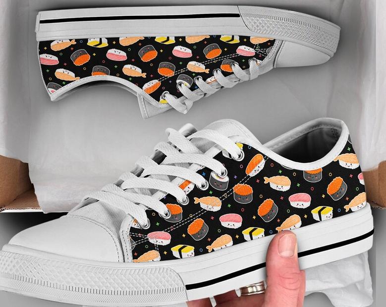 Cute Sushi Shoes , Sushi Sneakers , Sushi Shoes , Casual Shoes , Sushi Gifts , Low Top Converse Style Shoes for Womens Mens Adults