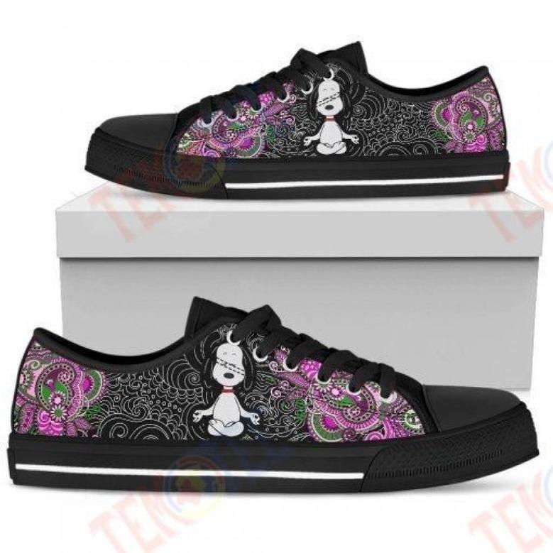 Mens Womens Yoga Snoopy Low Top Shoes Custom Print Footwear Convers Sneakers