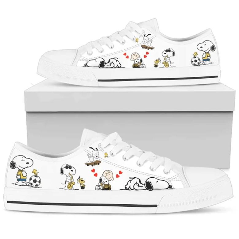 Snoopy Football Low Top Converse Sneaker Style Shoes