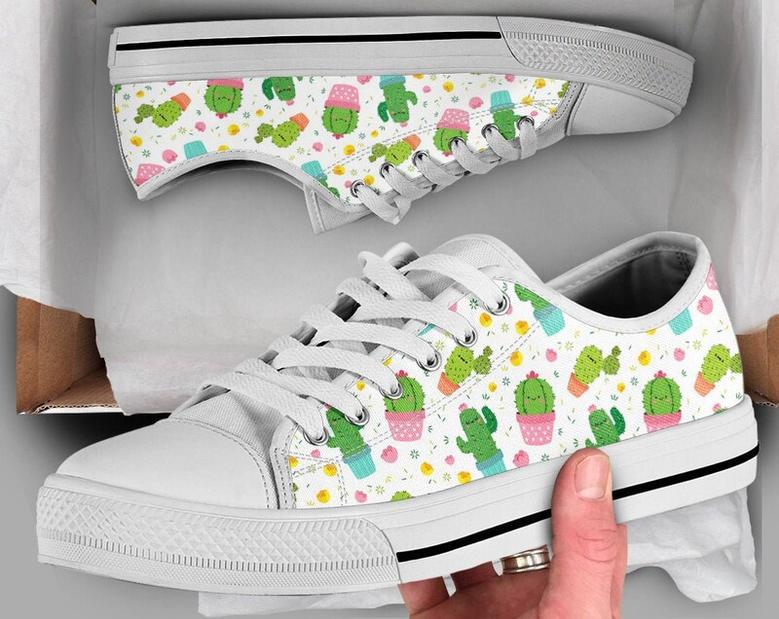 Kawaii Cactus Shoes , Cactus Sneakers , Cute Shoes , Casual Shoes , Kawaii Clothing , Low Top Converse Style Shoes for Womens Mens Adults