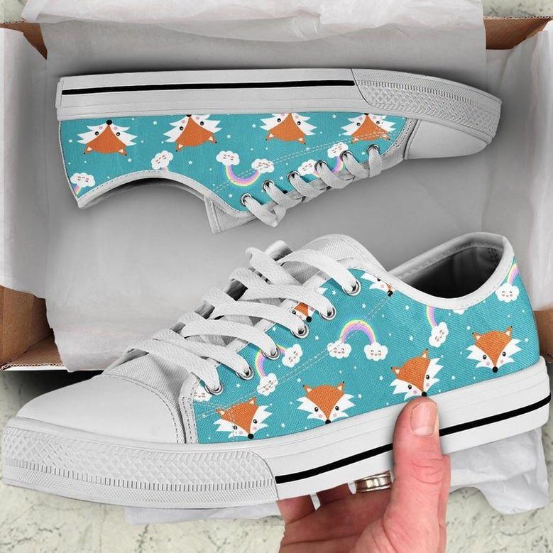 Cute Fox Rainbow Low Top Shoes, Unisex Sneakers, Men And Women Low Top Sneakers