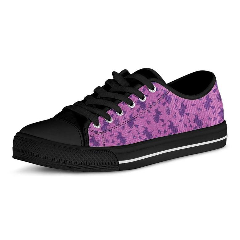 Purple Halloween Witch Pattern Casual Converse Canvas Low Top Shoes