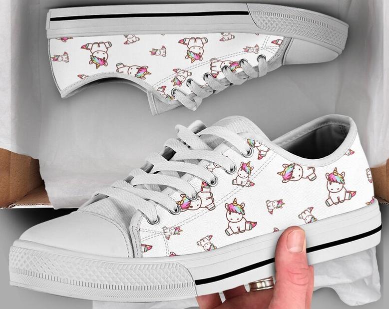 White Unicorn Shoes , Unicorn Sneakers , Casual Shoes , Unicorn Lover Gifts , Low Top Converse Style Shoes for Womens Mens Adults
