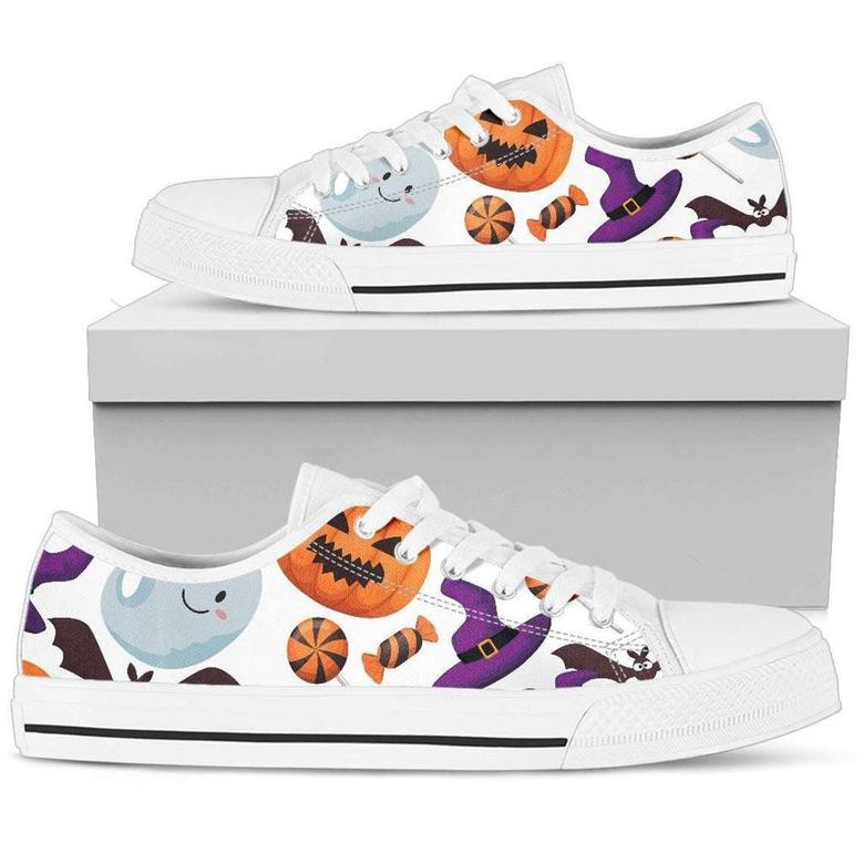 Halloween Spooky Printed Canvas Low Top Shoes –