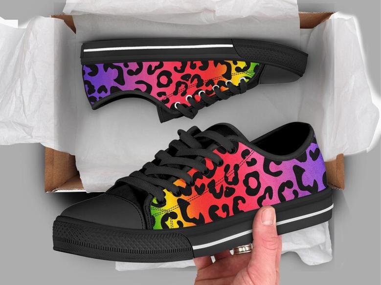 Tie Dye Leopard Shoes , Leopard Sneakers , Rainbow Shoes , Casual Shoes , Cool Gifts , Low Top Shoes for Womens Mens Adults