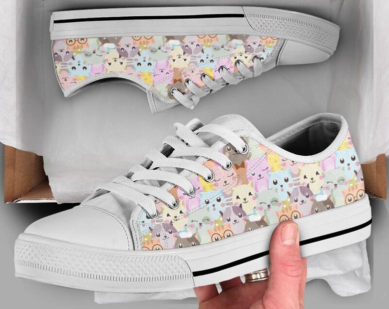 Cat Lover Shoes , Cat Sneakers , Cute Shoes , Casual Shoes , Cat Owner Gifts , Low Top Converse Style Shoes for Womens Mens Adults