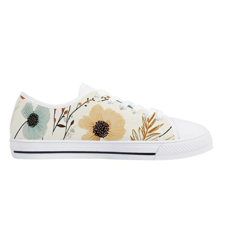 Wild Flower Harvest Sneakers , Converse Style , Vans Style Sneakers , Womens Shoes , Gift For Her