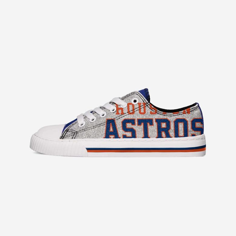 Houston Astros Womens Glitter Low Top Canvas Shoe