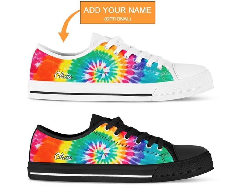 Colorful Rainbow Shoes , Tie Dye Sneakers , Cute Shoes , Casual Shoes , Rainbow Gifts , Low Top Converse Style Shoes for Womens Mens Adults