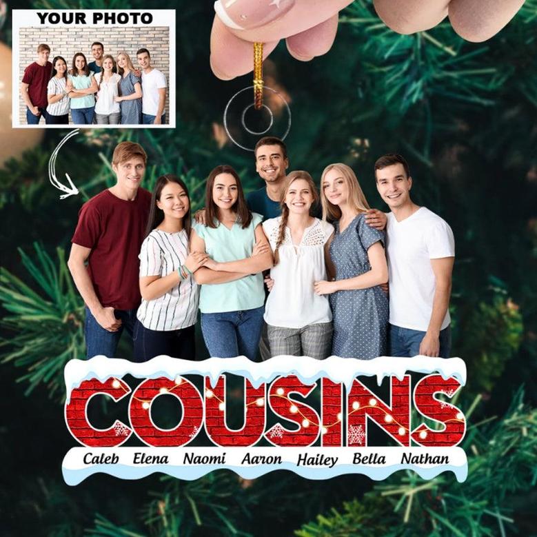 Custom Photo Ornament, Family Christmas Ornament, Cousins Ornaments
