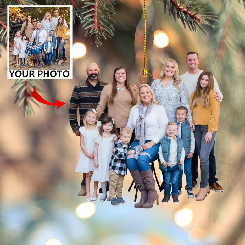 Custom Photo Ornament - Family Photo Gift - Christmas, Birthday Gift For Family, Family Members, Mom, Dad, Husband, Wife