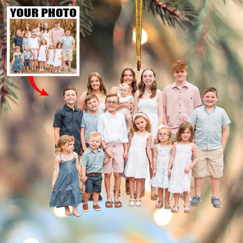 Custom Photo Ornament - Happy Family - Personalized Photo Mica Ornament - Christmas Gift For Family Member