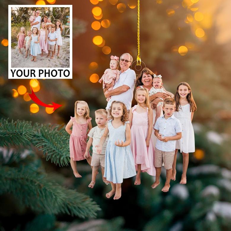 Custom Photo Ornament - Happy Family - Personalized Photo Mica Ornament - Christmas Gift For Family Member