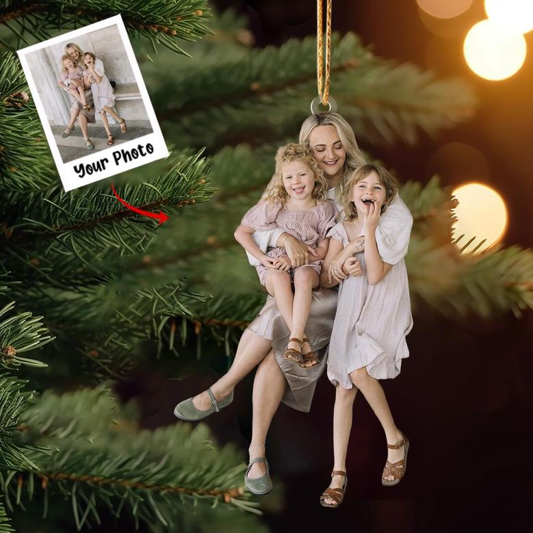 Custom Photo Ornament, Mother And Daughter Ornament, Christmas Gift For Mom, Family Gift