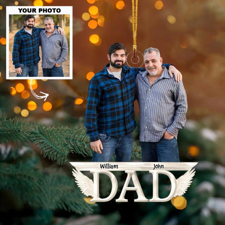 Custom Photo Ornament - Personalized Father and Son Mica Ornament - Christmas Gift For Dad