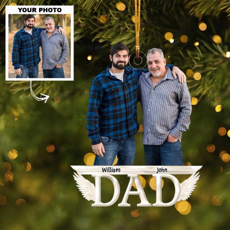 Custom Photo Ornament - Personalized Father and Son Mica Ornament - Christmas Gift For Dad