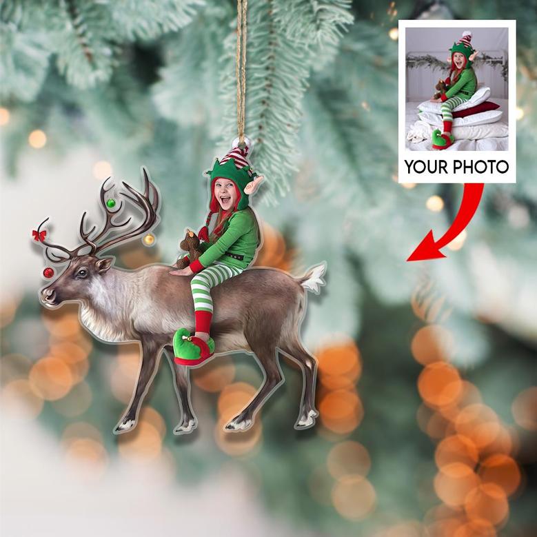 Custom Photo Ornament - Personalized Kid Photo Mica Ornament - Kid Dinosaur - Christmas Gift For Family Members, Kids