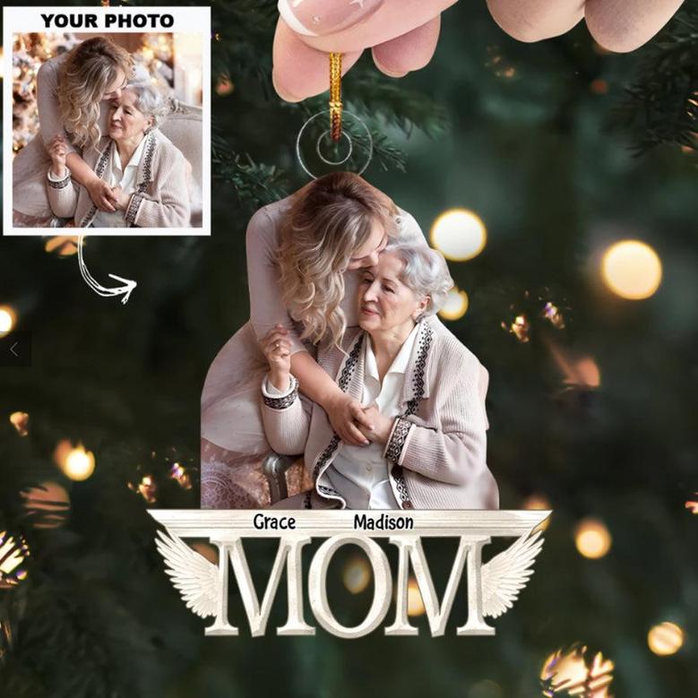 Custom Photo Ornament - Personalized Mother and Daughter Mica Ornament - Christmas Gift For Mom