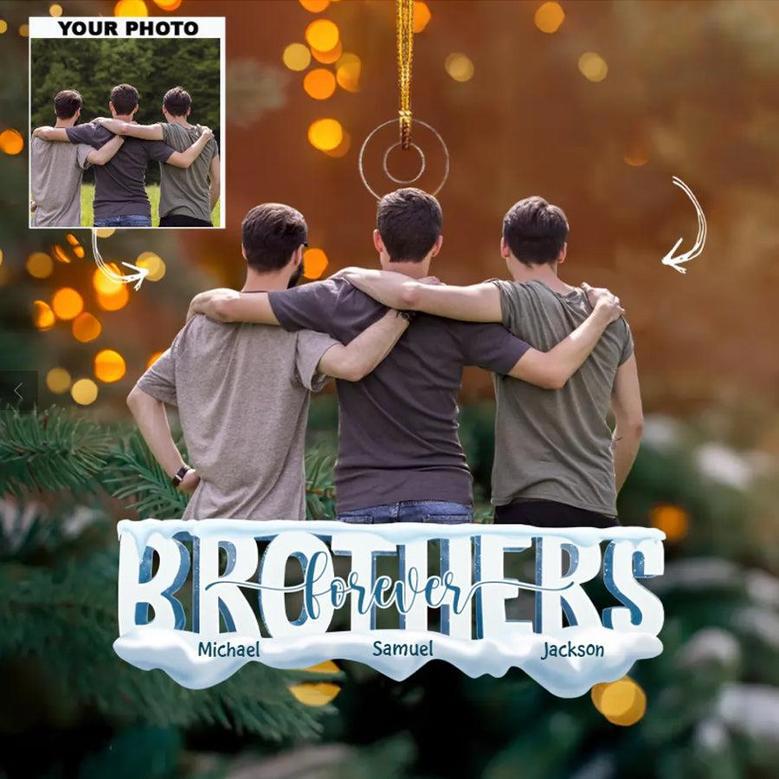 Custom Photo Ornament - Personalized Name Brothers Ornament - Christmas Gift For Friends