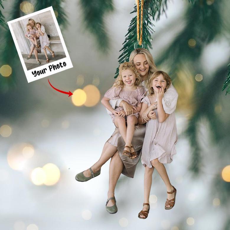 Custom Photo Ornament, Mother And Daughter Ornament, Christmas Gift For Mom, Family Gift